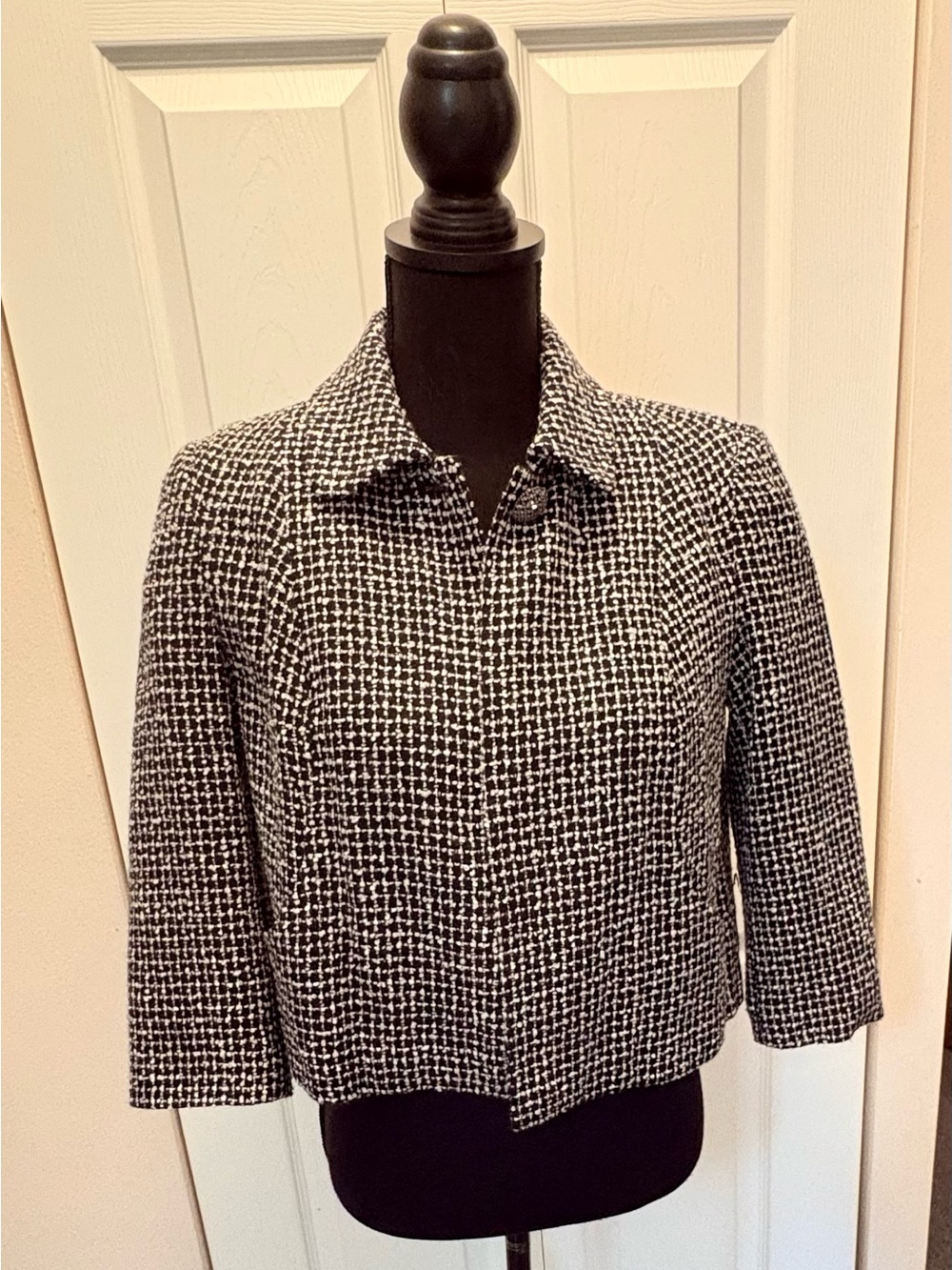 Vintage Spiegel Black and White Tweed Crop Jacket